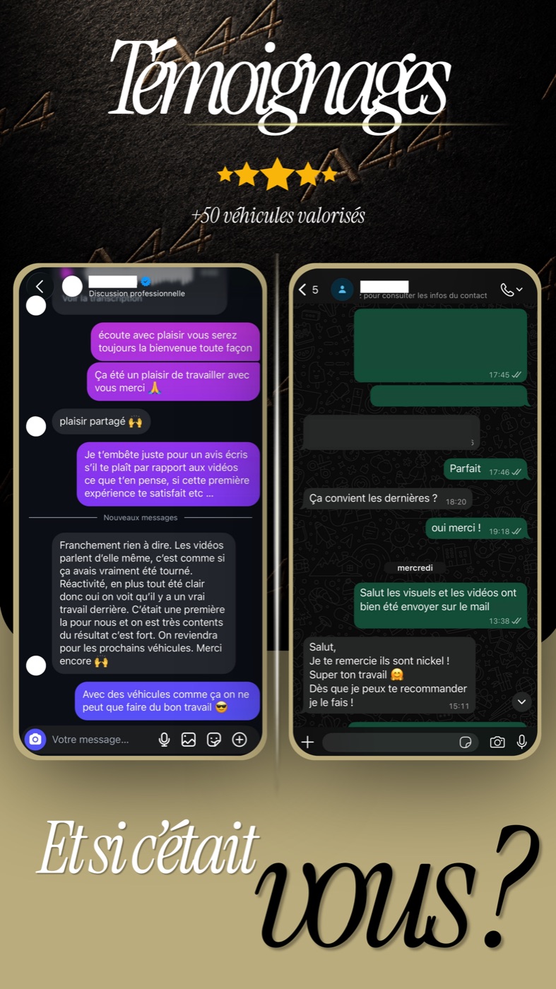 Retours clients A44 Production — conversations WhatsApp réelles