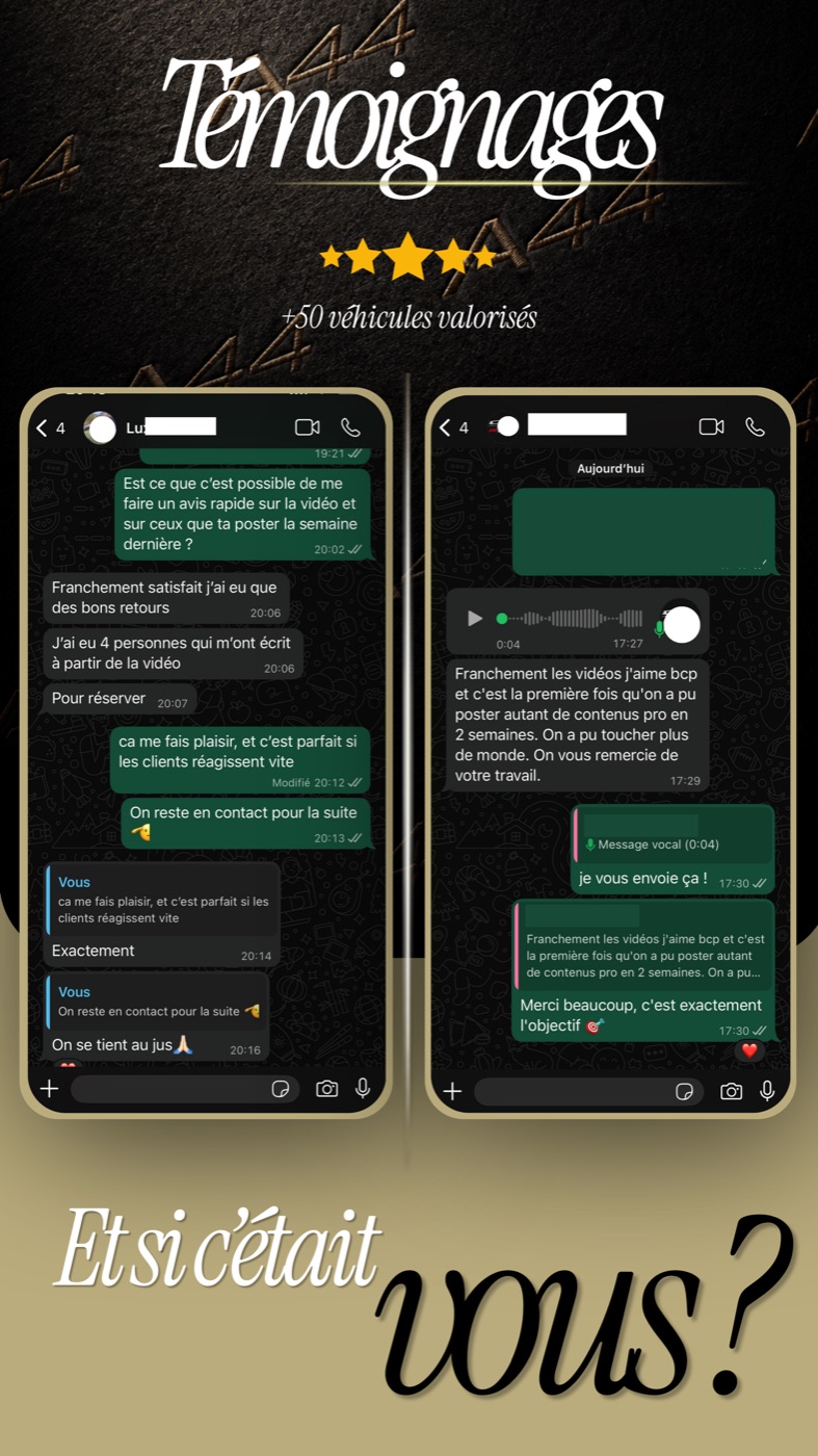 Retours clients A44 Production — messages WhatsApp réels